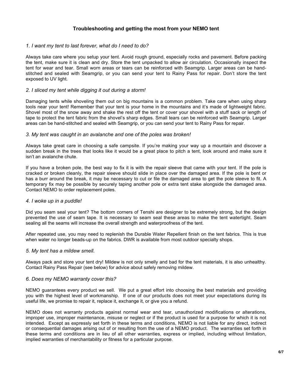 NEMO Equipment TENSH User Manual | Page 6 / 7