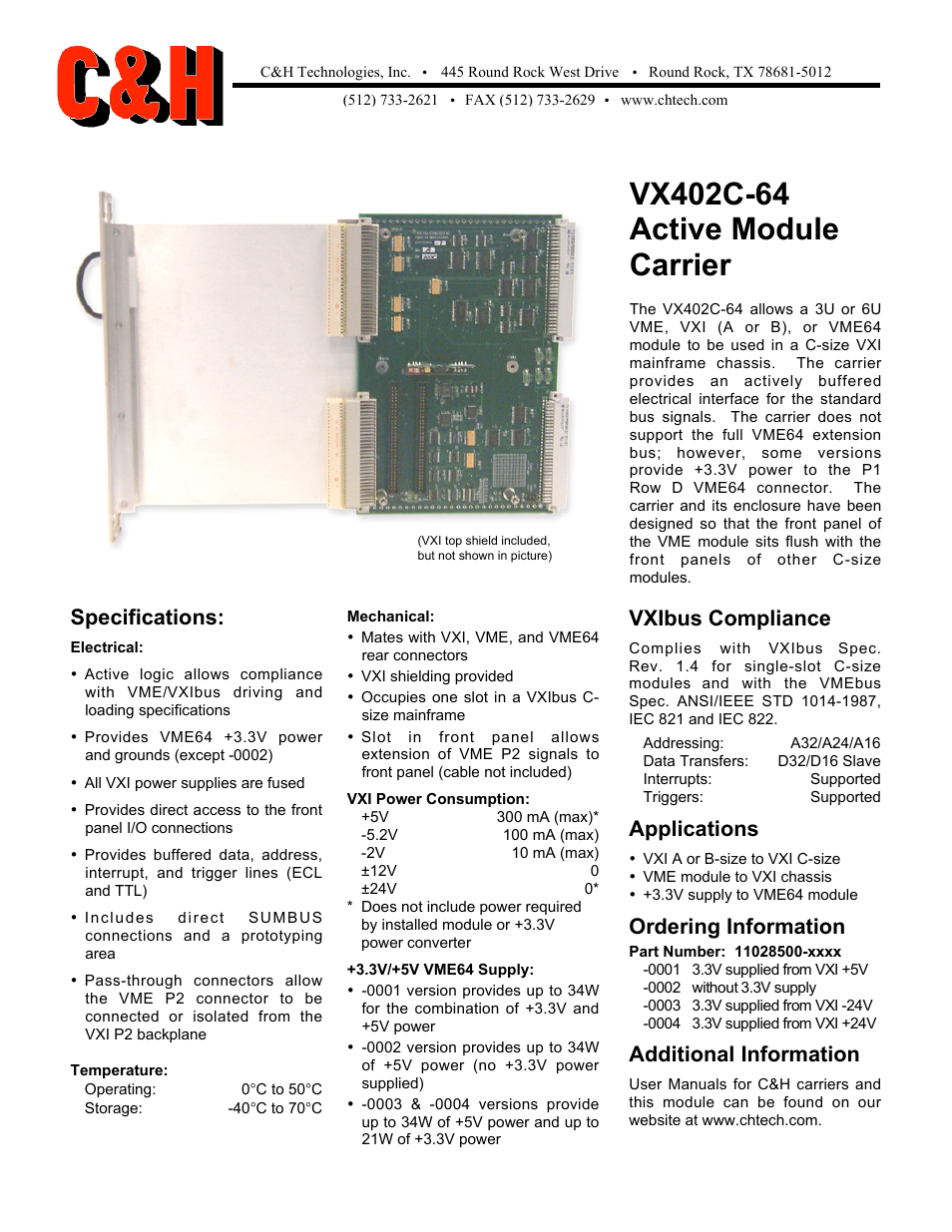 CH Tech Active Module Carrier VX402C-64 User Manual | 1 page