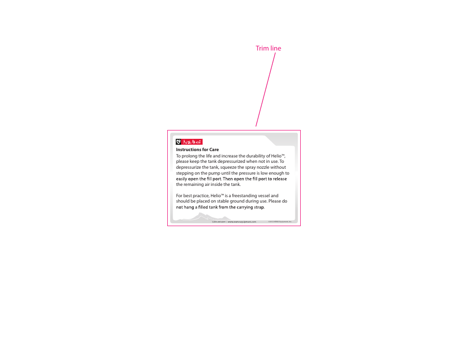 Trim line | NEMO Equipment HELI PRESSURE SHOWERS User Manual | Page 2 / 2