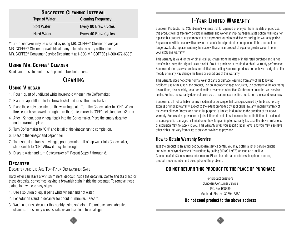 Capresso AD12BLK User Manual | Page 9 / 20