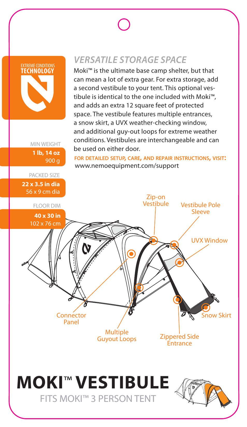 NEMO Equipment MOK VESTIBULE User Manual | 4 pages