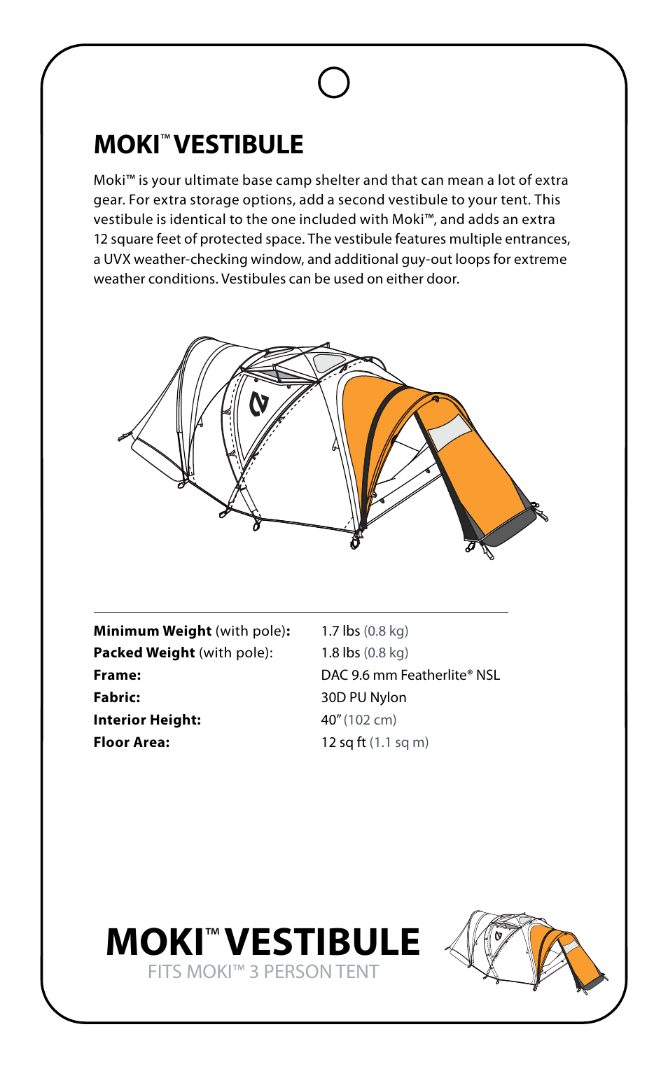 Moki, Vestibule | NEMO Equipment MOK VESTIBULE User Manual | Page 3 / 7