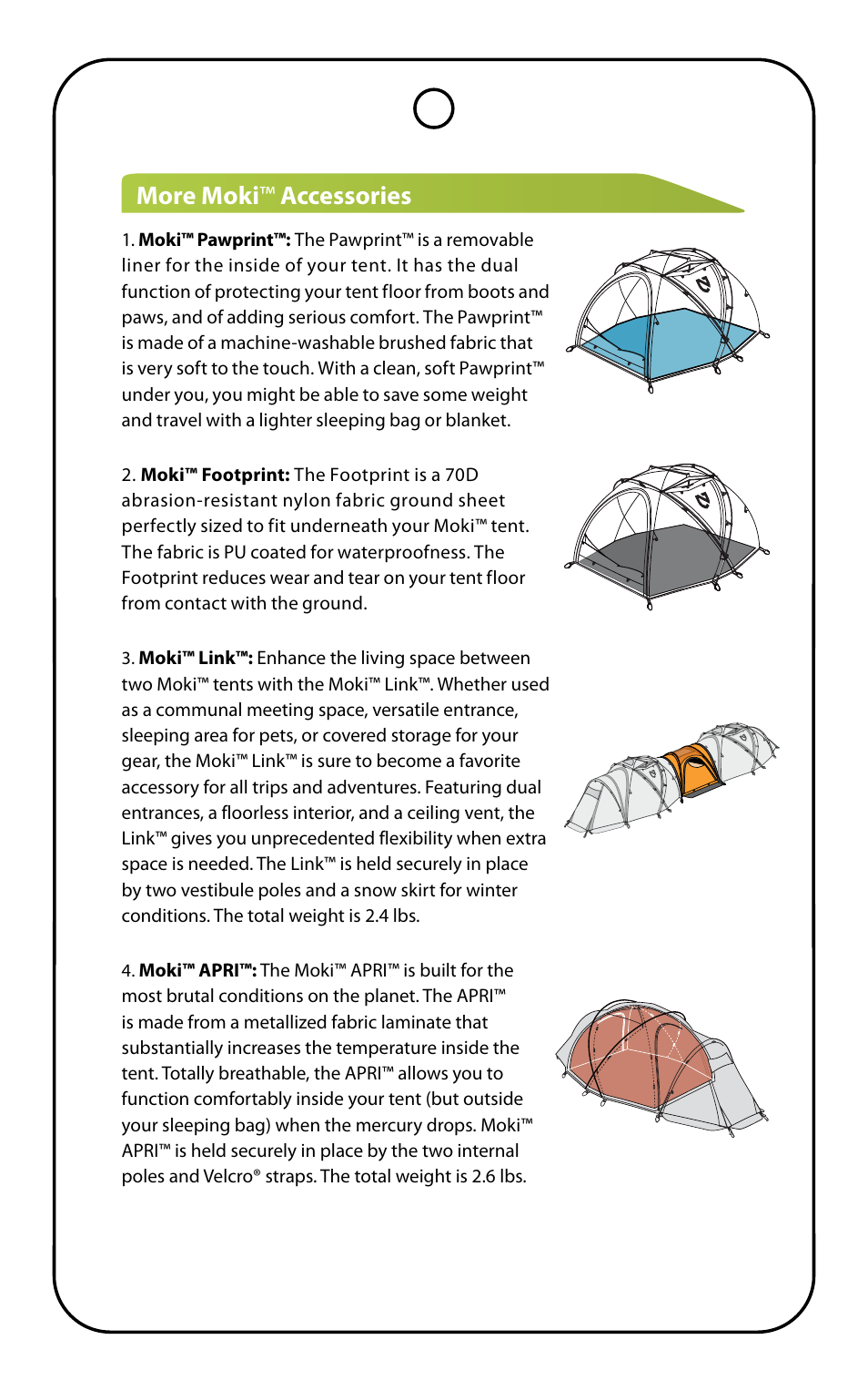 More moki ™ accessories | NEMO Equipment MOK VESTIBULE User Manual | Page 5 / 7