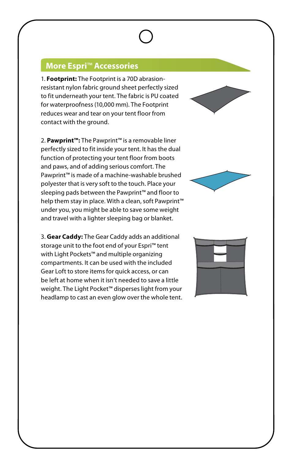 More espri ™ accessories | NEMO Equipment ESPR TREKKING POLE VESTIBULES User Manual | Page 5 / 7
