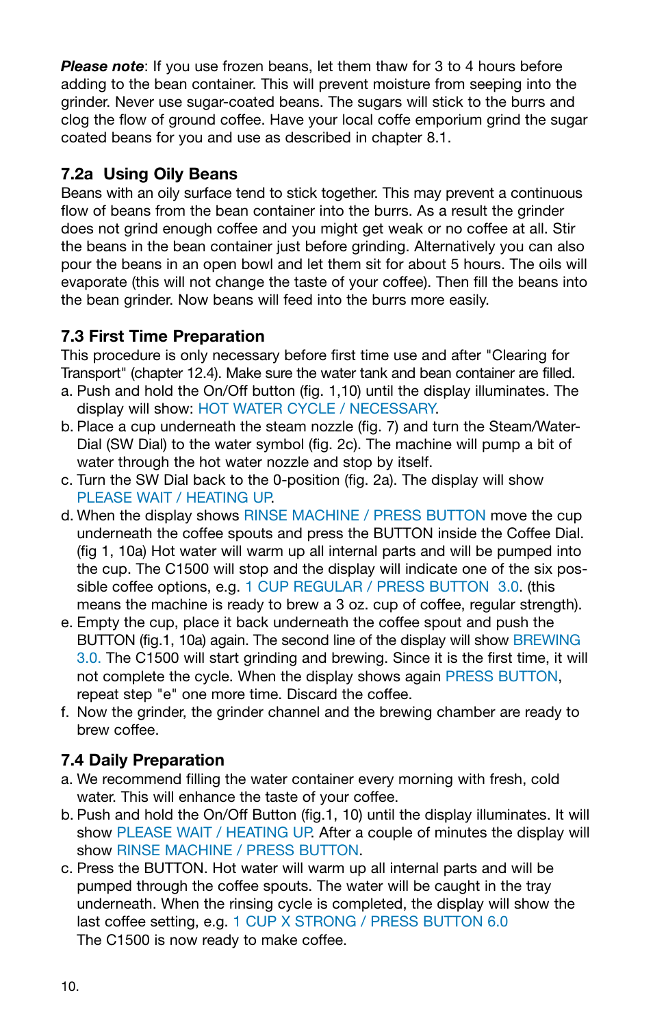 Capresso 158 User Manual | Page 10 / 23