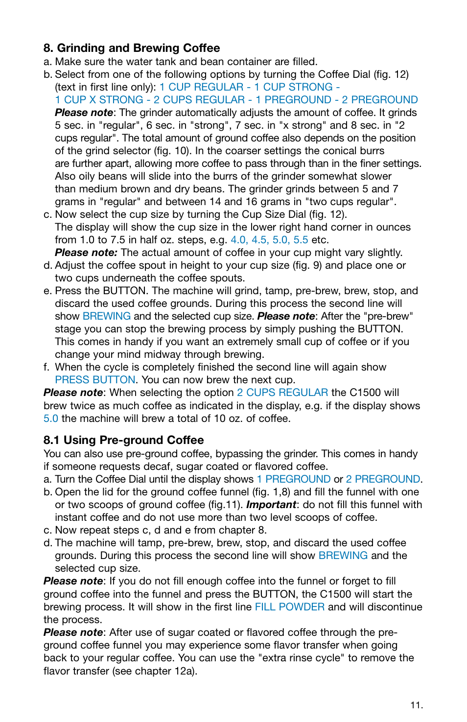 Capresso 158 User Manual | Page 11 / 23