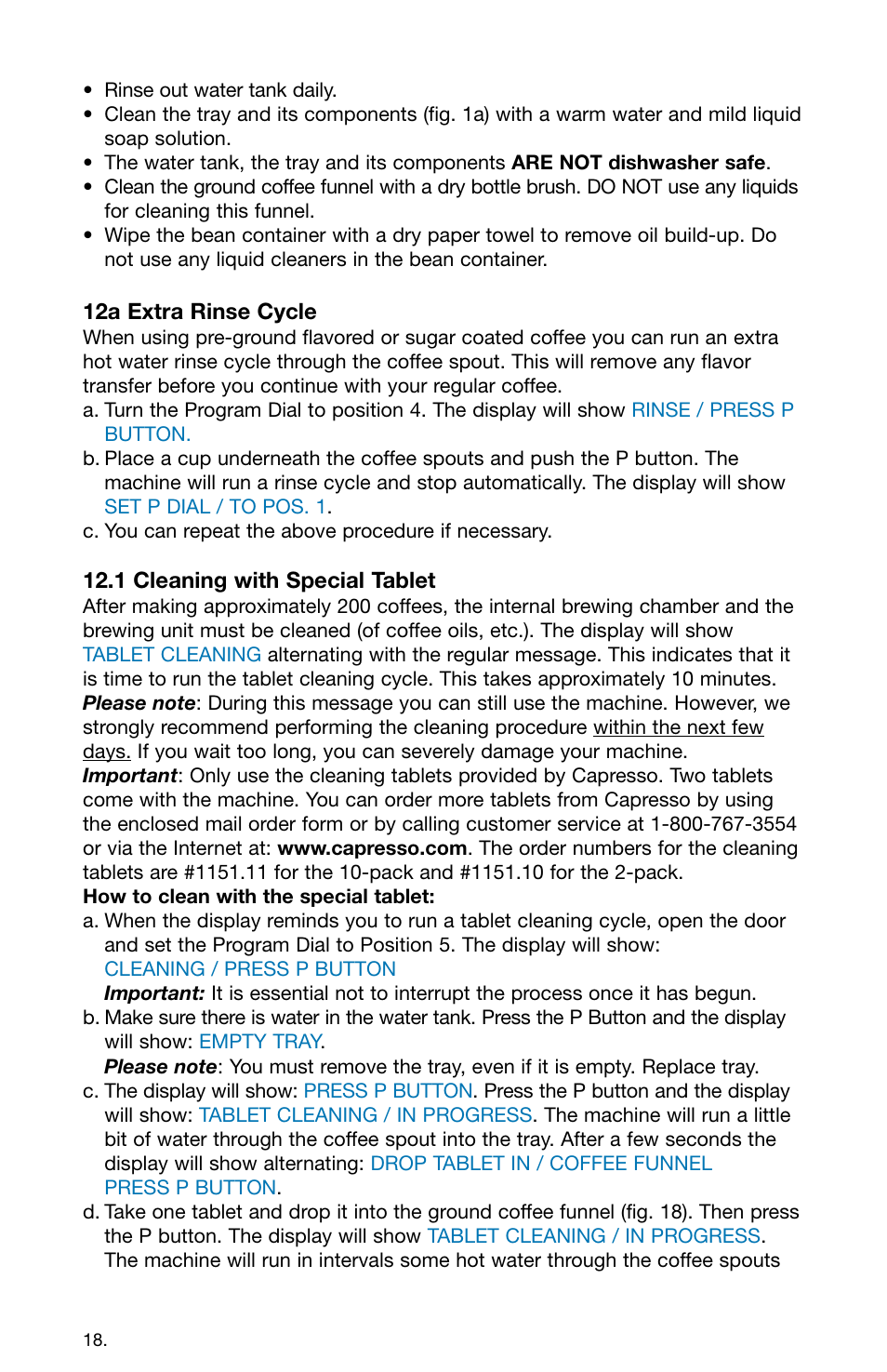 Capresso 158 User Manual | Page 18 / 23