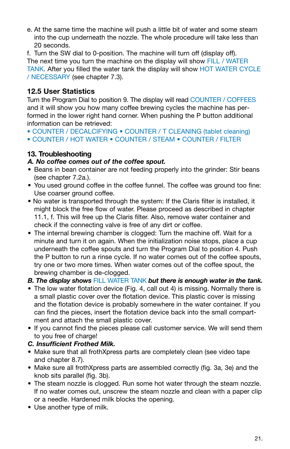 Capresso 158 User Manual | Page 21 / 23