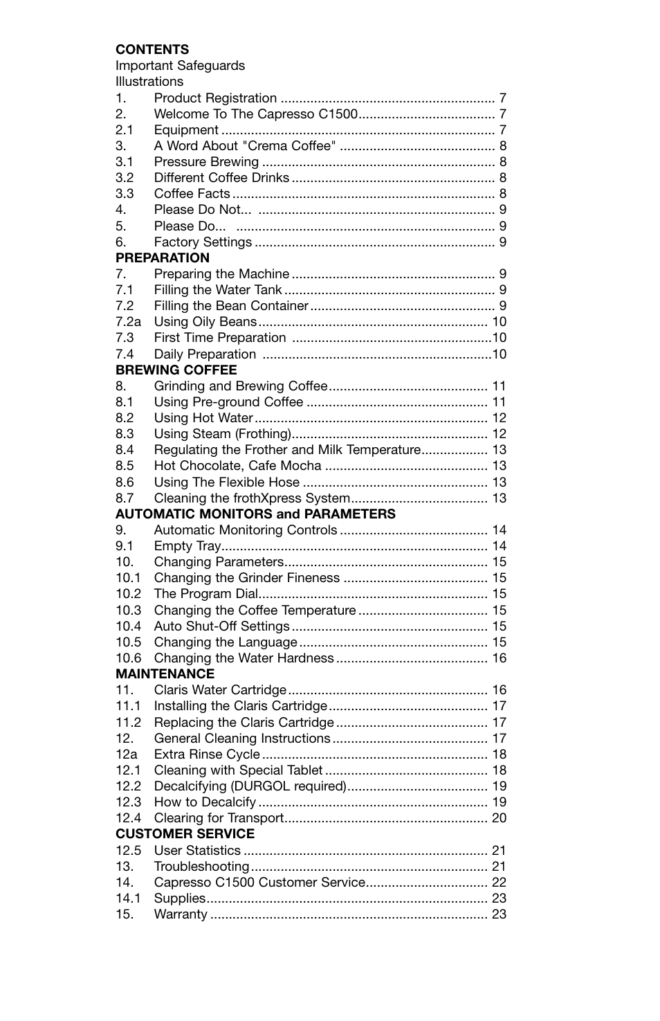 Capresso 158 User Manual | Page 6 / 23
