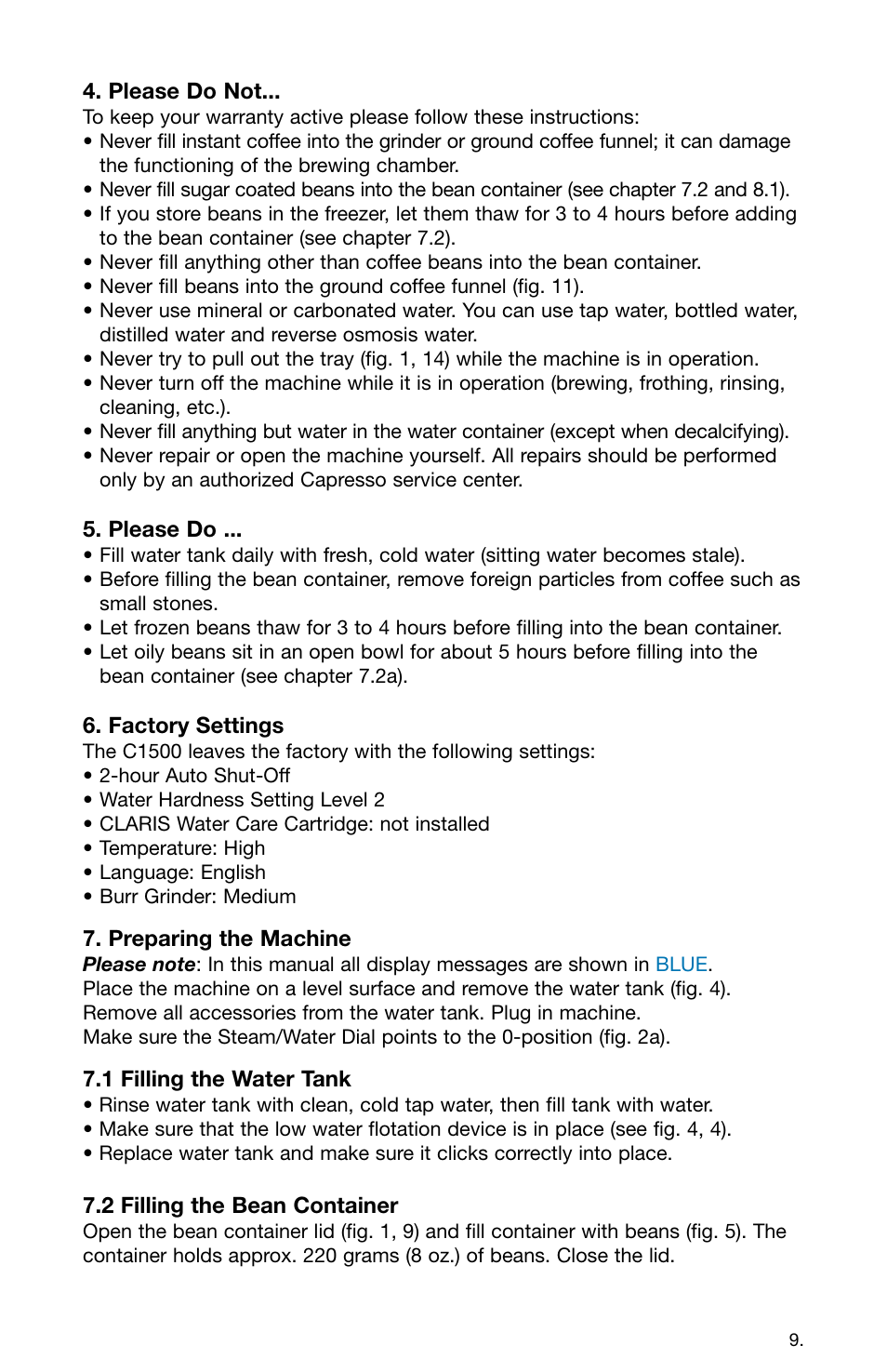 Capresso 158 User Manual | Page 9 / 23