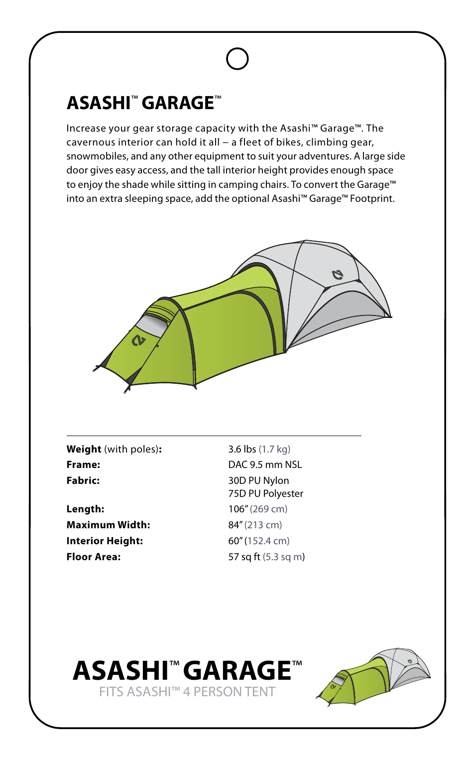 Asashi, Garage | NEMO Equipment ASASH GARAG User Manual | Page 3 / 7
