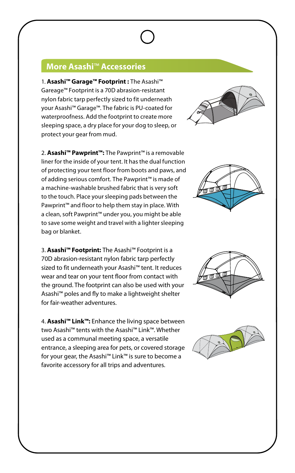More asashi ™ accessories | NEMO Equipment ASASH GARAG User Manual | Page 5 / 7