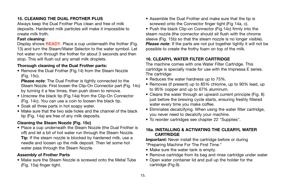 Capresso E Series User Manual | Page 15 / 24