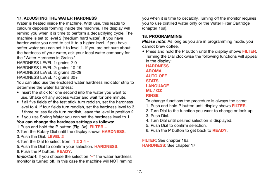 Capresso E Series User Manual | Page 17 / 24