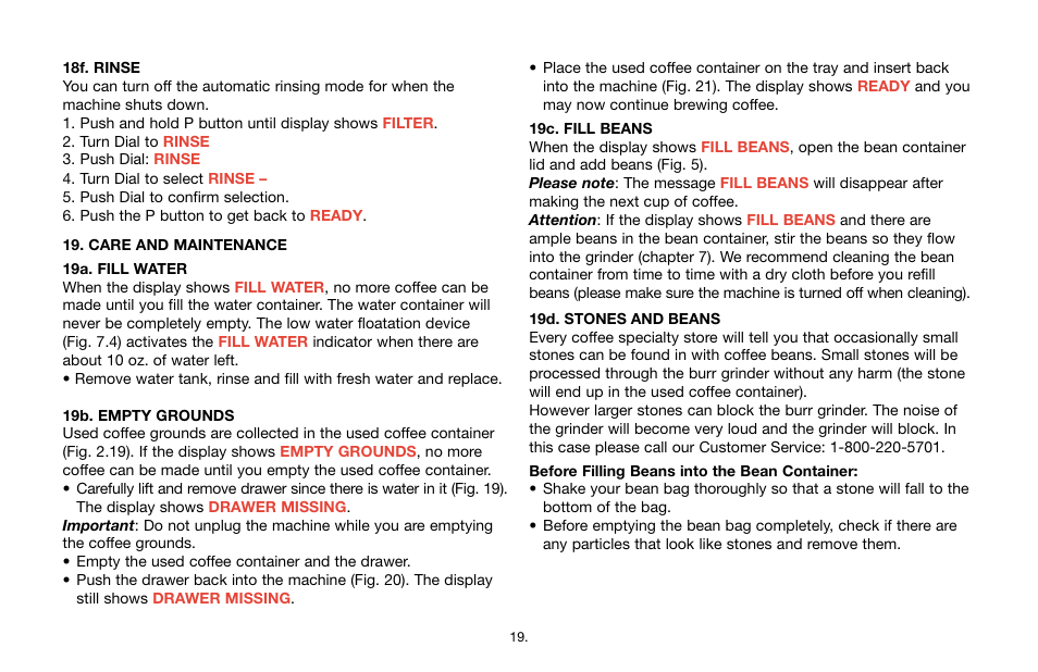 Capresso E Series User Manual | Page 19 / 24