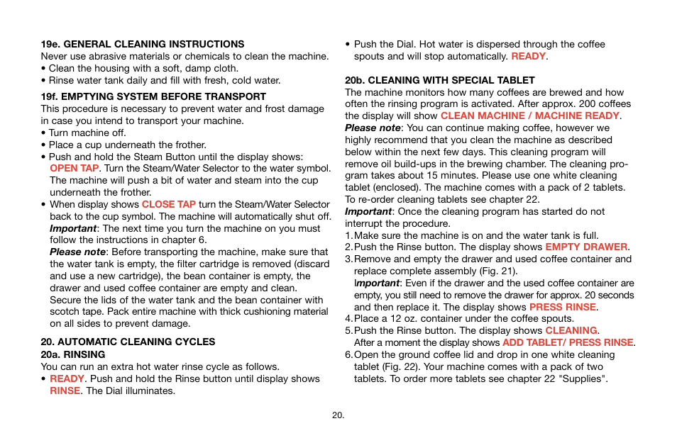 Capresso E Series User Manual | Page 20 / 24