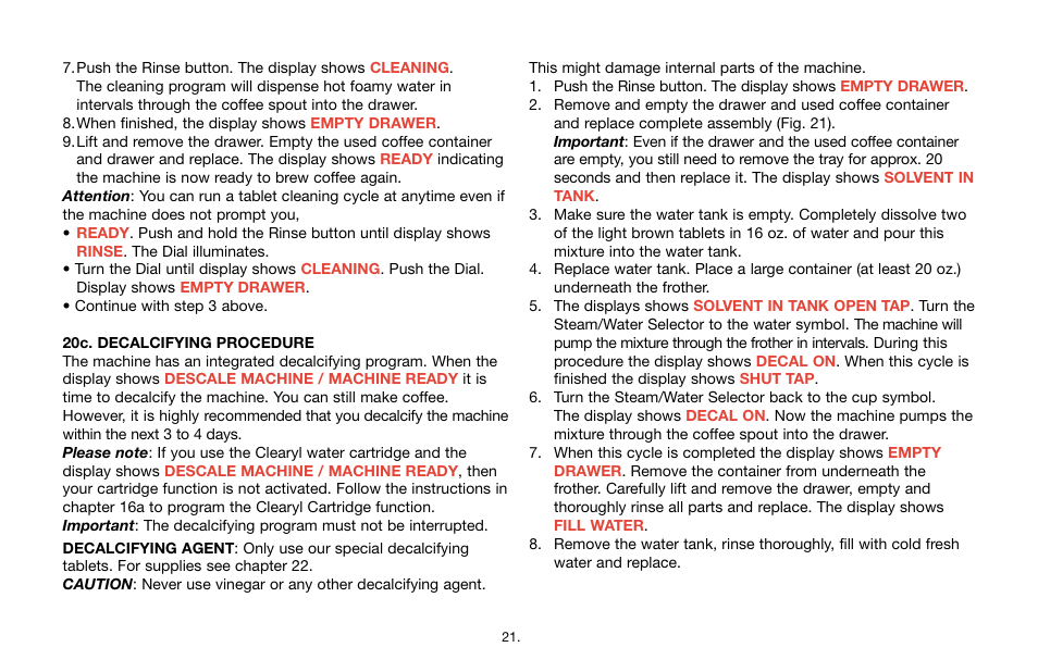 Capresso E Series User Manual | Page 21 / 24