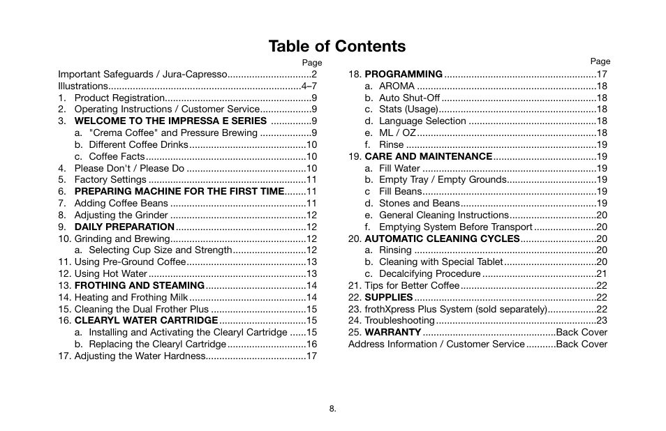 Capresso E Series User Manual | Page 8 / 24