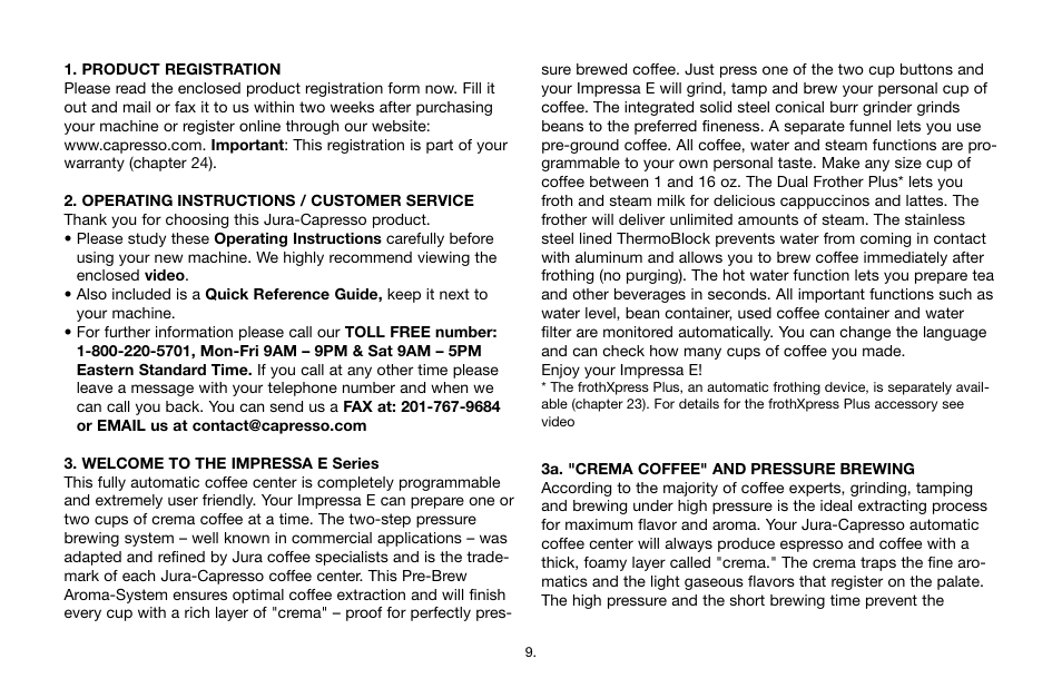 Capresso E Series User Manual | Page 9 / 24