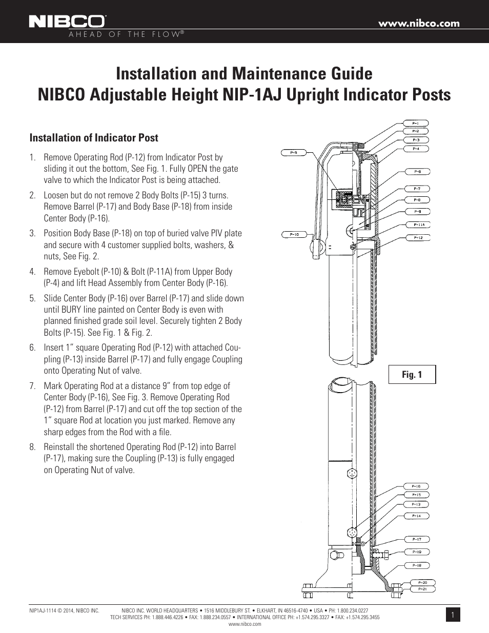 NIBCO NIP-1AJ Indicator User Manual | 4 pages