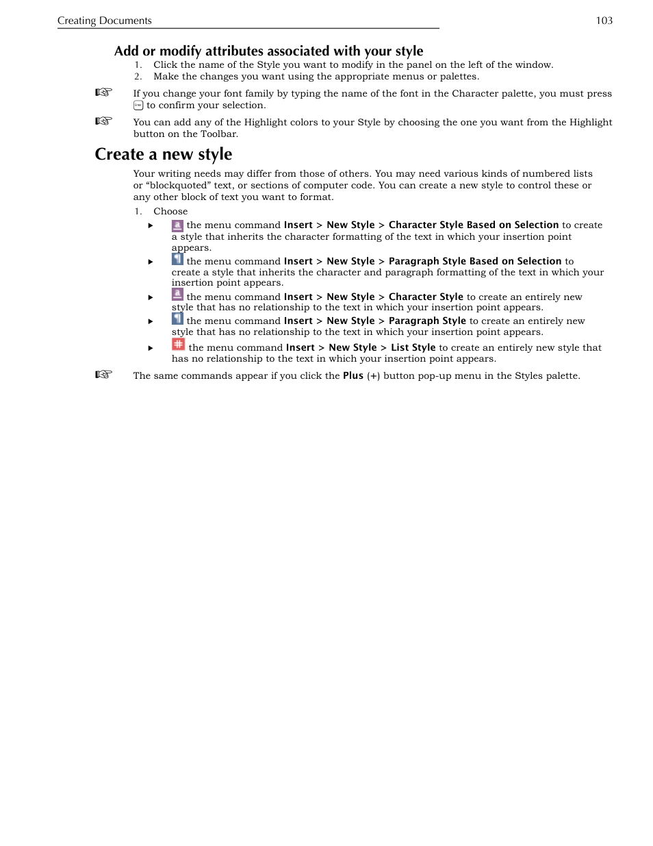 Create a new style | Nisus Writer Pro User Manual | Page 123 / 525