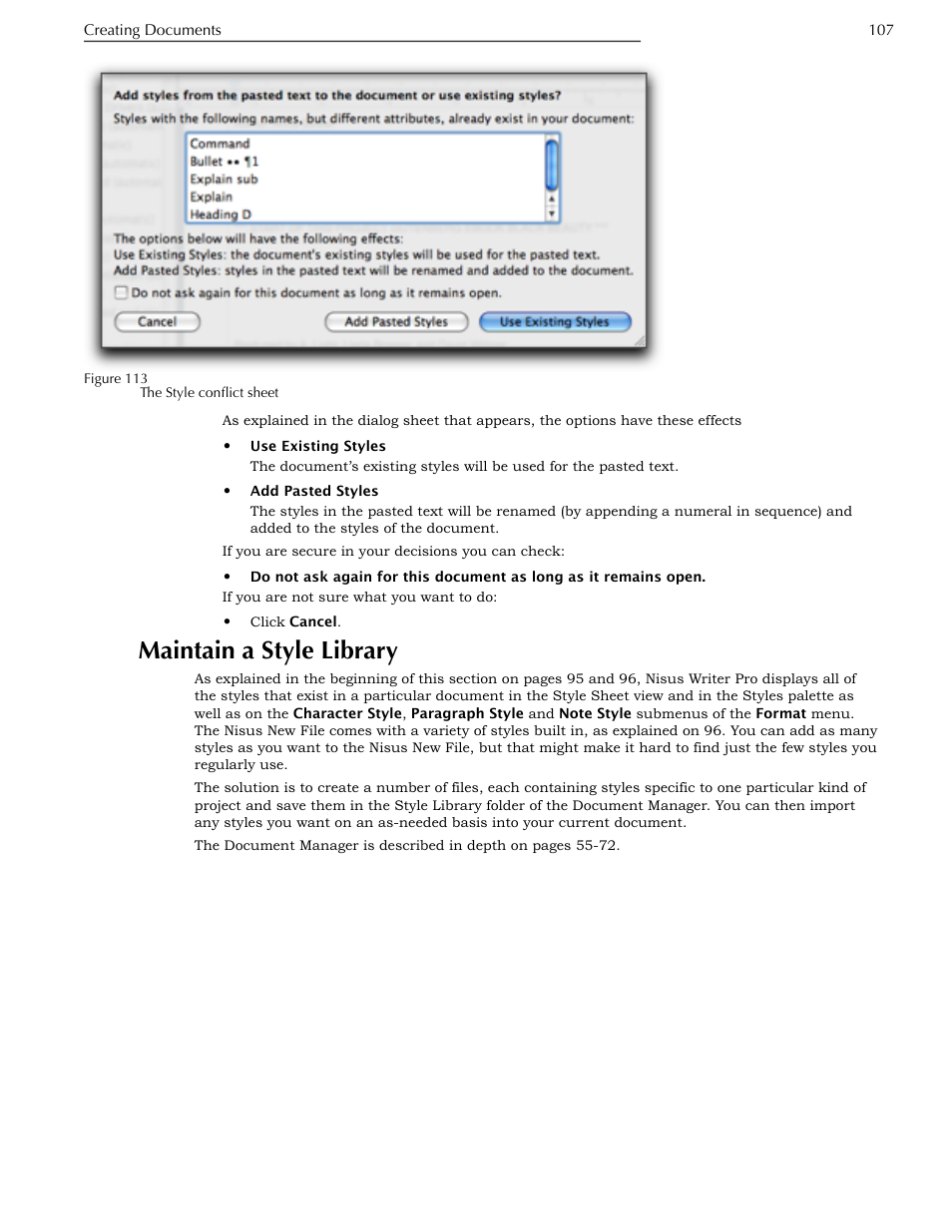 Maintain a style library, Ge 107 | Nisus Writer Pro User Manual | Page 127 / 525