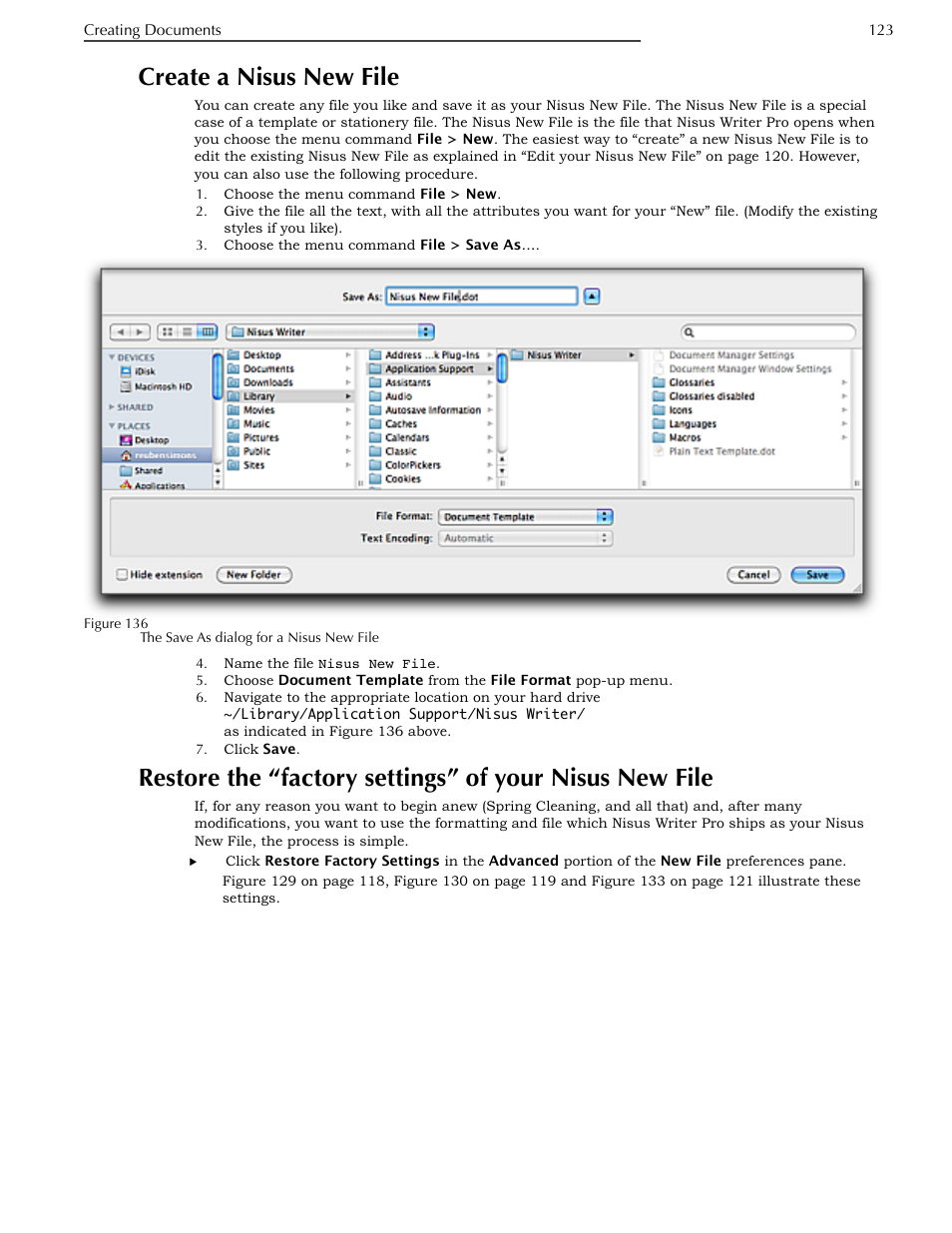 Create a nisus new file, File, Ge 123 | Nisus Writer Pro User Manual | Page 143 / 525