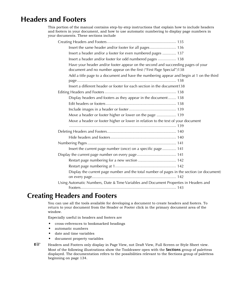 Headers and footers, Creating headers and footers | Nisus Writer Pro User Manual | Page 155 / 525