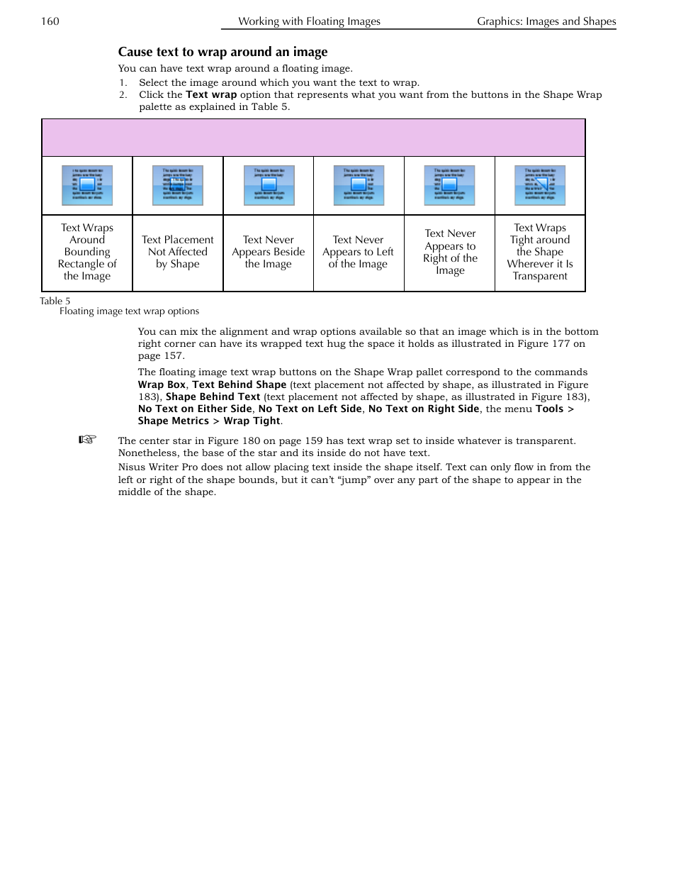 Cause text to wrap around an image | Nisus Writer Pro User Manual | Page 180 / 525