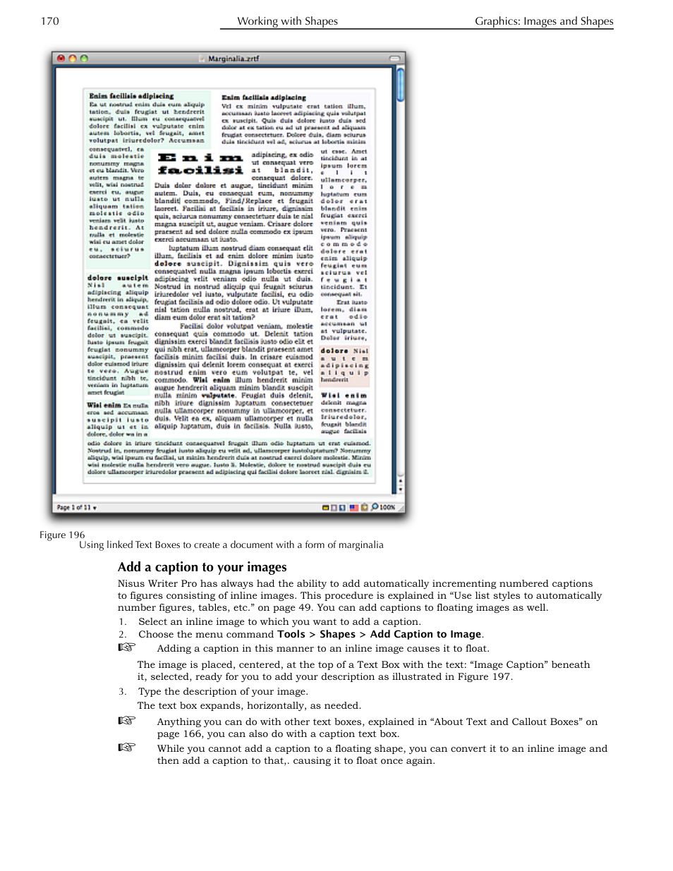 Add a caption to your images, Ge 170 | Nisus Writer Pro User Manual | Page 190 / 525