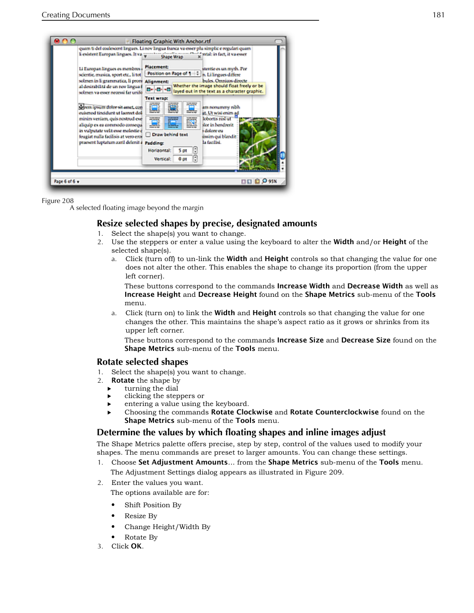 Rotate selected shapes, Inline images adjust | Nisus Writer Pro User Manual | Page 201 / 525