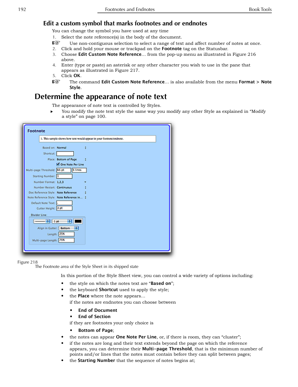 Determine the appearance of note text, Endnotes | Nisus Writer Pro User Manual | Page 212 / 525