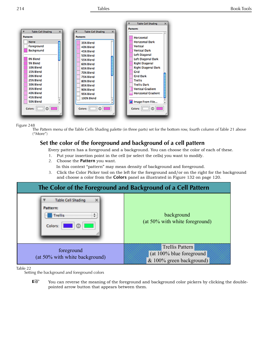 Cell pattern | Nisus Writer Pro User Manual | Page 234 / 525