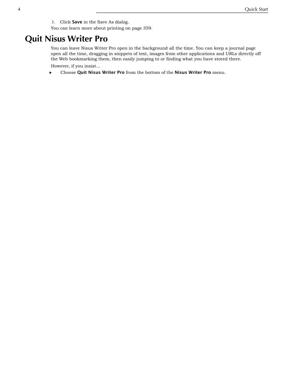 Quit nisus writer pro | Nisus Writer Pro User Manual | Page 24 / 525