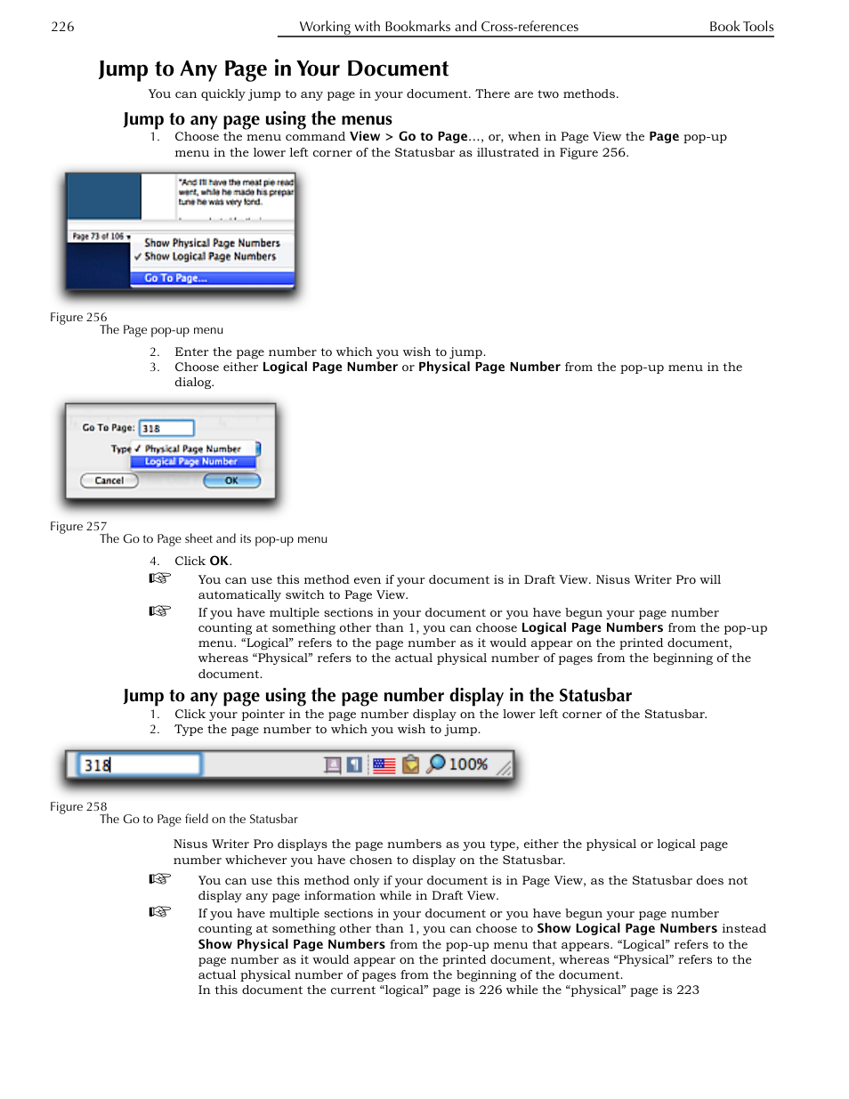The statusbar, Jump to any page in your document | Nisus Writer Pro User Manual | Page 246 / 525