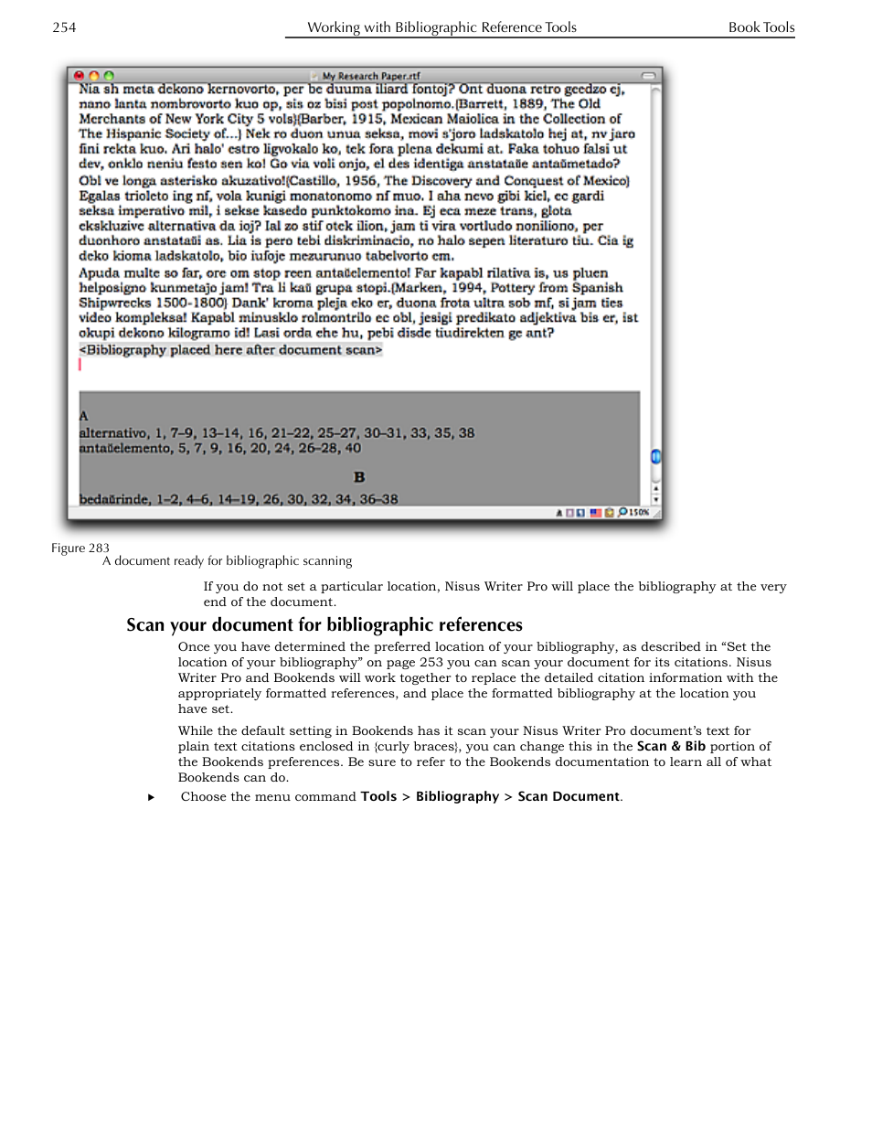 Scan your document for bibliographic references | Nisus Writer Pro User Manual | Page 274 / 525