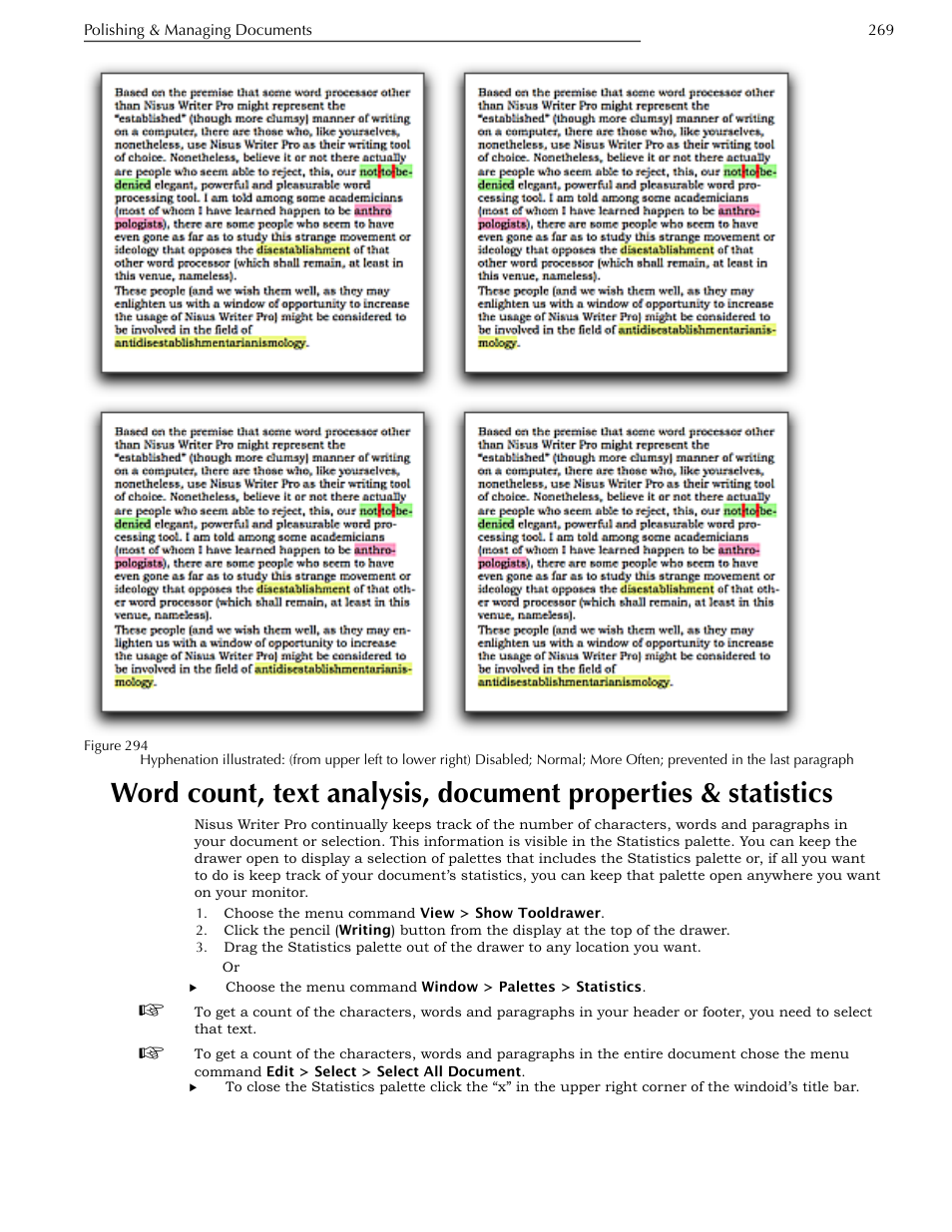 Statistics | Nisus Writer Pro User Manual | Page 289 / 525