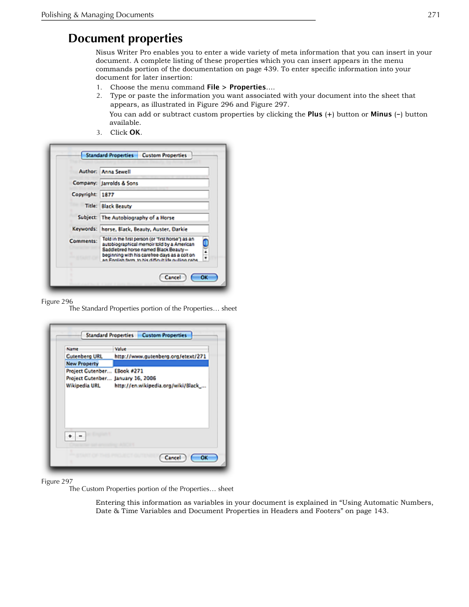 Document properties | Nisus Writer Pro User Manual | Page 291 / 525