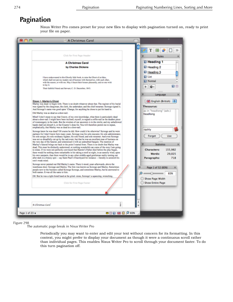 Pagination | Nisus Writer Pro User Manual | Page 294 / 525