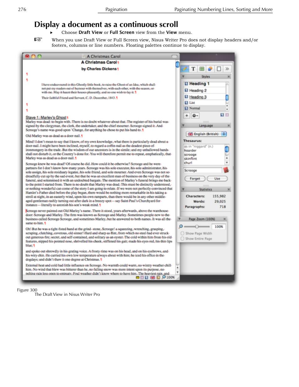 Display a document as a continuous scroll | Nisus Writer Pro User Manual | Page 296 / 525