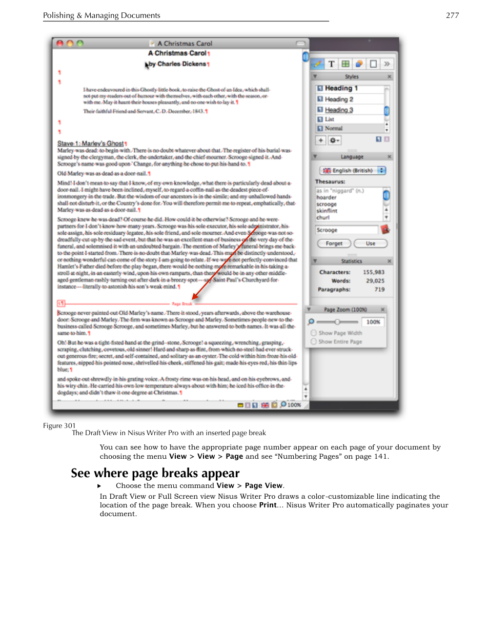 See where page breaks appear | Nisus Writer Pro User Manual | Page 297 / 525