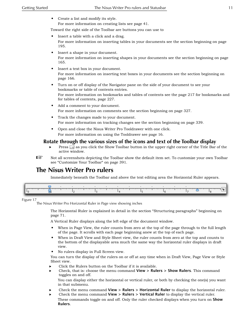 The nisus writer pro rulers, Of the toolbar display | Nisus Writer Pro User Manual | Page 31 / 525