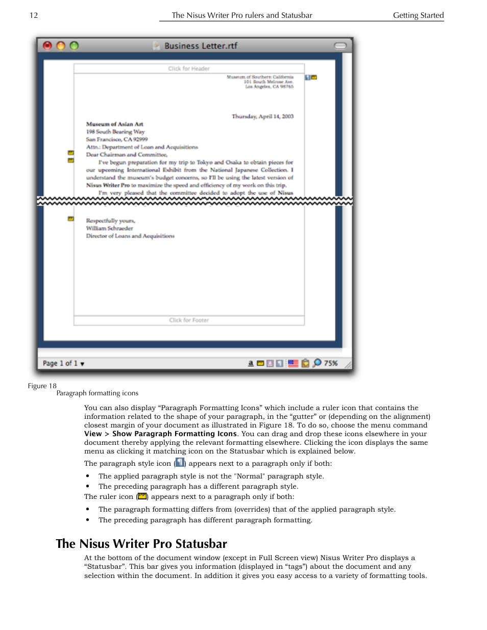The nisus writer pro statusbar | Nisus Writer Pro User Manual | Page 32 / 525