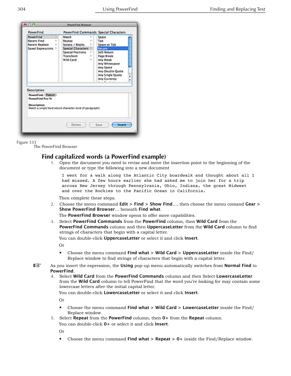 Find capitalized words (a powerfind example), Find capitalized words (a powerfind example) 304 | Nisus Writer Pro User Manual | Page 324 / 525