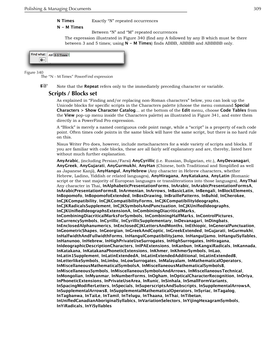Scripts / blocks set | Nisus Writer Pro User Manual | Page 329 / 525