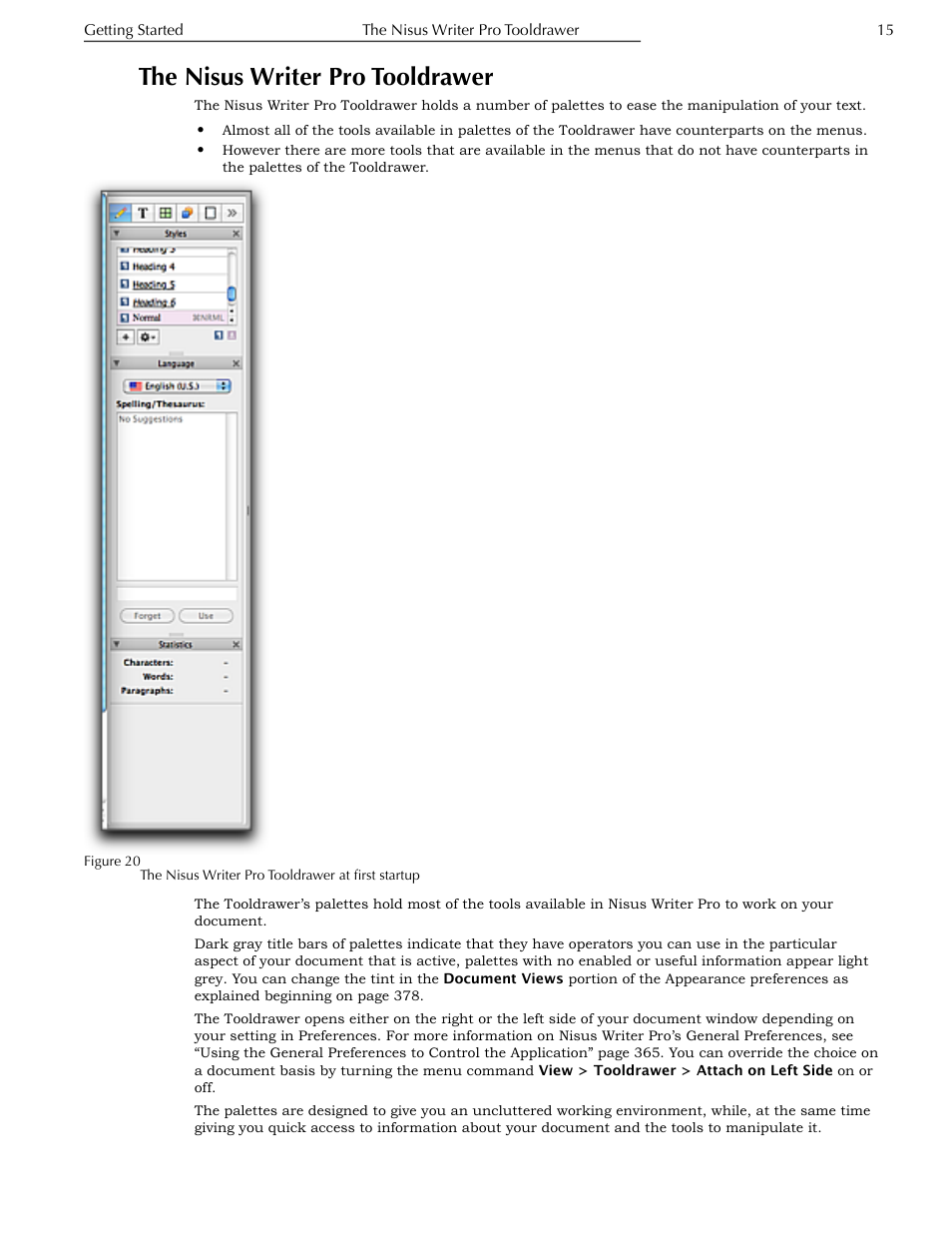 The nisus writer pro tooldrawer, 15 below) | Nisus Writer Pro User Manual | Page 35 / 525