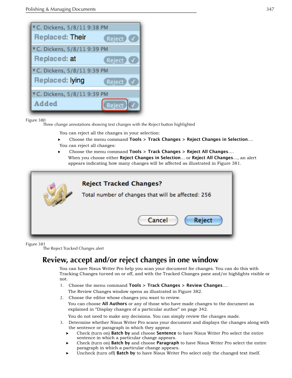 Review, accept and/or reject changes in one window, Window | Nisus Writer Pro User Manual | Page 367 / 525
