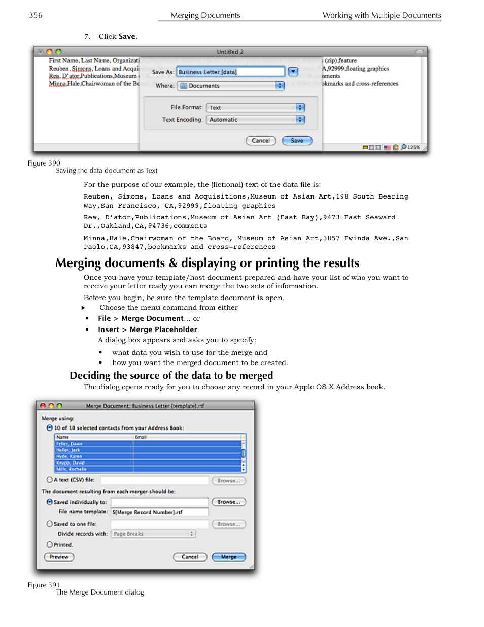 Deciding the source of the data to be merged, Results | Nisus Writer Pro User Manual | Page 376 / 525