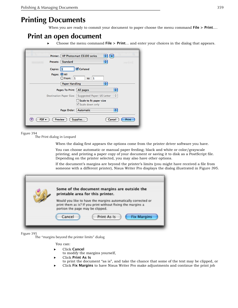 Printing documents, Print an open document, Figure 395 | Nisus Writer Pro User Manual | Page 379 / 525