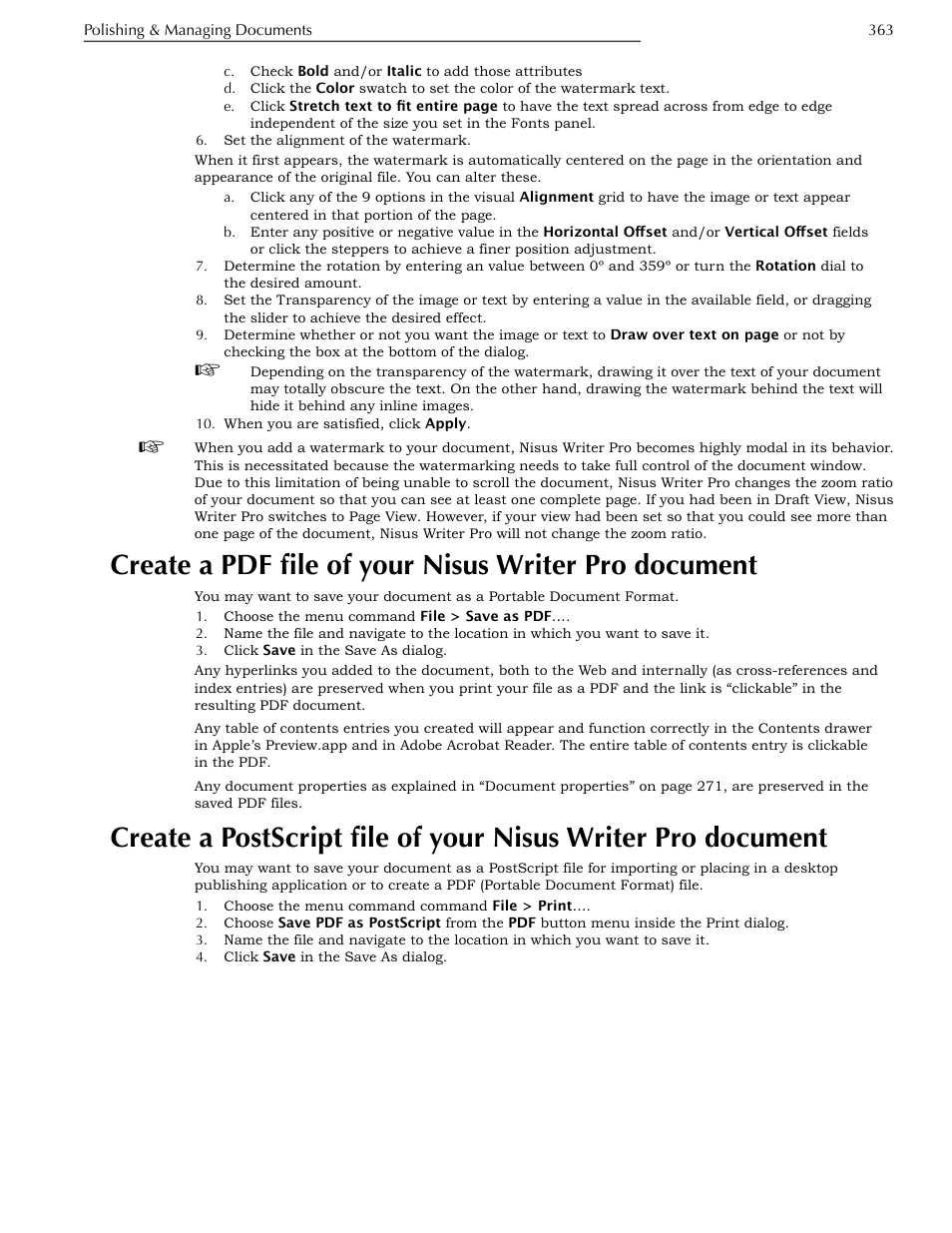 Document, Ge 363 | Nisus Writer Pro User Manual | Page 383 / 525